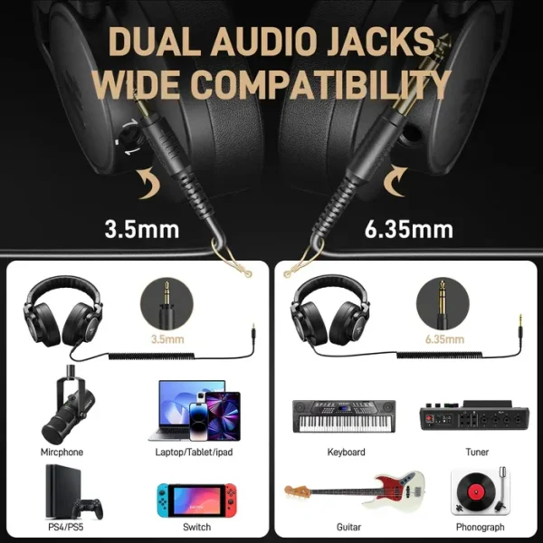 maono mh700 monitoring headphones – black